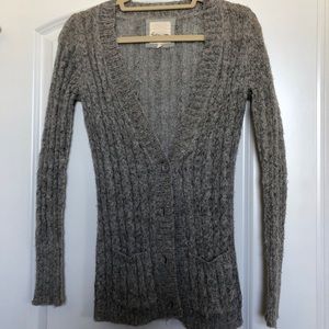 Grey knit sweater cardigan